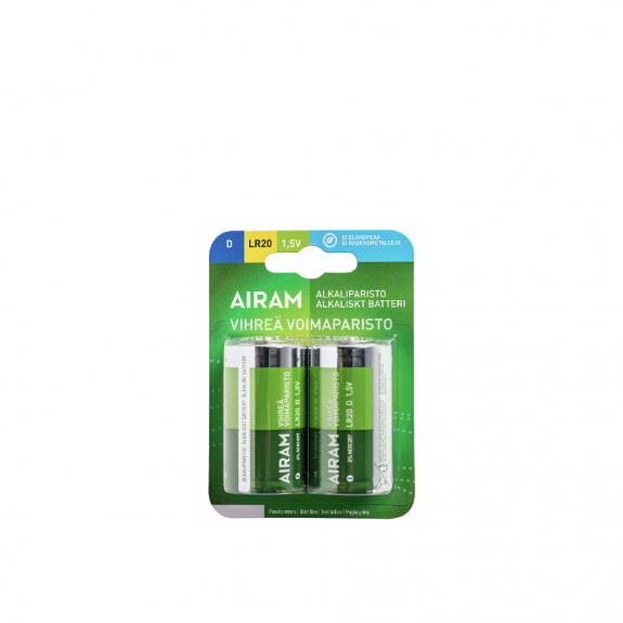 Airam Green Power Batteri Alkaliskt D/LR20 1,5V 2-Pack i gruppen Belysning / Tillbehr / Batterier hos Vxj Elektriska (9471498)