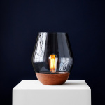 Bowl Bordslampa Raw Copper/Light Smoked Glass
