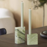 Monolith Candle Holder Tall Mixed White Marble