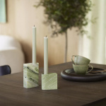 Monolith Candle Holder Low Mixed Green Marble