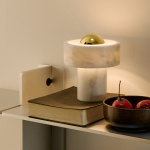 Stone Portable LED Bordslampa Polished Brass/White Marble