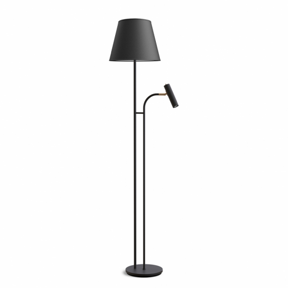 Slender Golvlampa E27+GU10 Svart Struktur/Mässing i gruppen Belysning / Inomhus / Golvlampor hos Växjö Elektriska (3246030)