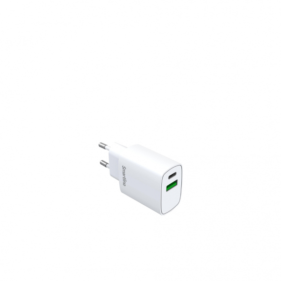 Speedy Charger Väggladdare USB-A & USB-C PD QC 20W Vit i gruppen Belysning / Tillbehör / Installationsmaterial hos Växjö Elektriska (4000143921)