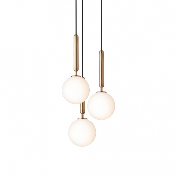Miira 3 Ljuskrona Brass/Opal White i gruppen Belysning / Inomhus / Ljuskronor hos Växjö Elektriska (NUU-2031004)