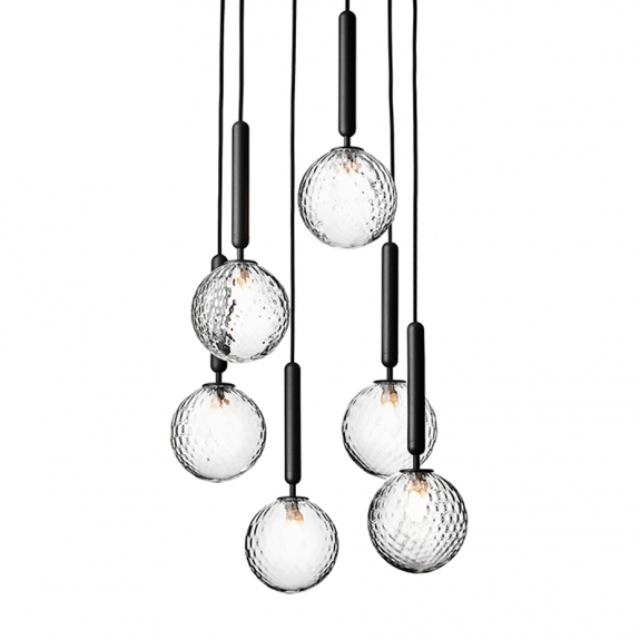 Miira 6 Ljuskrona Rock Grey/Optic Clear i gruppen Belysning / Inomhus / Ljuskronor hos Växjö Elektriska (NUU-2031009)