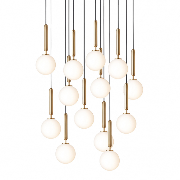Miira 13 Ljuskrona Brass/Opal White i gruppen Belysning / Inomhus / Ljuskronor hos Växjö Elektriska (NUU-2031016)