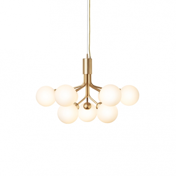 Apiales 9 Ljuskrona Brushed Brass/Opal White i gruppen Belysning / Inomhus / Ljuskronor hos Växjö Elektriska (NUU-2051002)