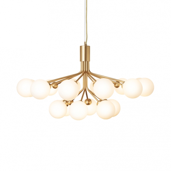 Apiales 18 Ljuskrona Brushed Brass/Opal White i gruppen Belysning / Inomhus / Ljuskronor hos Växjö Elektriska (NUU-2051006)