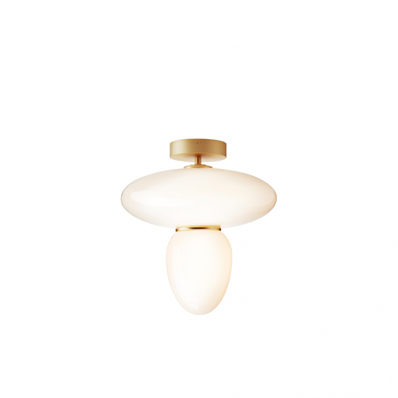 Rizzatto 42 Taklampa Satin Brass/Opal White i gruppen Belysning / Inomhus / Taklampor hos Växjö Elektriska (NUU-2079001)
