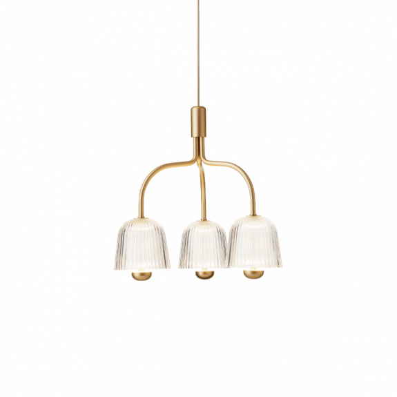 Asteea 3 Ljuskrona Satin Brass/Ripple Clear i gruppen Belysning / Inomhus / Ljuskronor hos Växjö Elektriska (NUU-2171001)