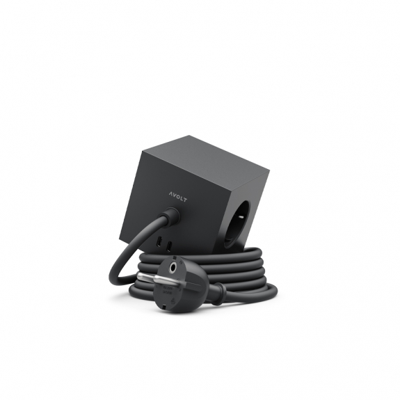 Square 1 Grenuttag Dual USB-C 30W & Magnet 1,8m Stockholm Black