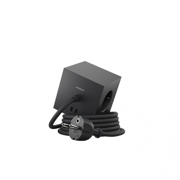 Square 1 Grenuttag Dual USB-C 30W & Magnet 3m Stockholm Black i gruppen Belysning / Tillbehör / Installationsmaterial hos Växjö Elektriska (SQ1-EUFC30-30SB)