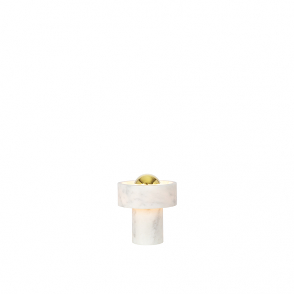 Tom Dixon Stone Portable LED Bordslampa Polished Brass/White Marble