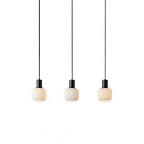 Milford Mini 3-Rail Pendel Svart/Opalglas