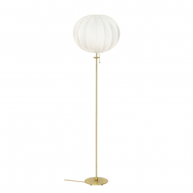 Uno Classic Golvlampa Borstad Mässing/Vit Linne