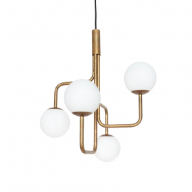 Strapatz Glob Ljuskrona Ø550 Rå Mässing/Opalglas