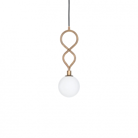 Eld Klot Pendel Rå Mässing/Opalglas