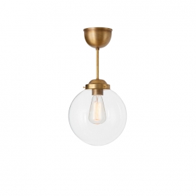 Glob Pendlad Plafond Ø250 Rå Mässing/Klarglas