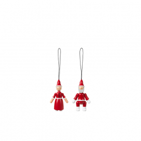 Santa Claus & Santa Clara Träfigurer Röd/Vit