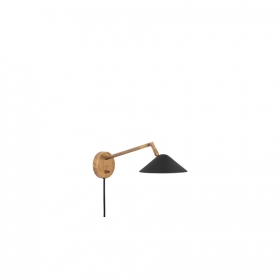 Grenverk Vägglampa Lång Rå Mässing/Mattsvart