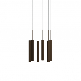 Tubulaire Pendel Chandelier 6 Bronzed Brass