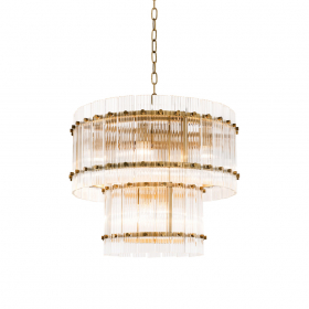 Ruby Ljuskrona Small Antique Brass/Clear Glass