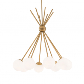 Luxor Ljuskrona Antique Brass/Opal Glass