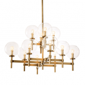 Jade Ljuskrona Large Antique Brass/Clear Glass