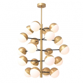 Cona Ljuskrona Large Antique Brass/Opal Glass