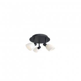 Cut 3 Spotlight Rund Svart/Opalglas