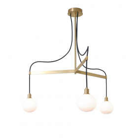 Drape Arm 3 Ljuskrona 110mm Sphere Brushed Brass/White Dipped