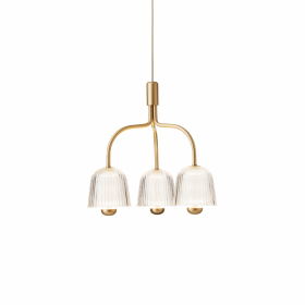 Asteea 3 Ljuskrona Satin Brass/Ripple Clear