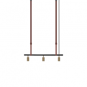 Long John 3 Pendel Black/Brass/Brown Leather