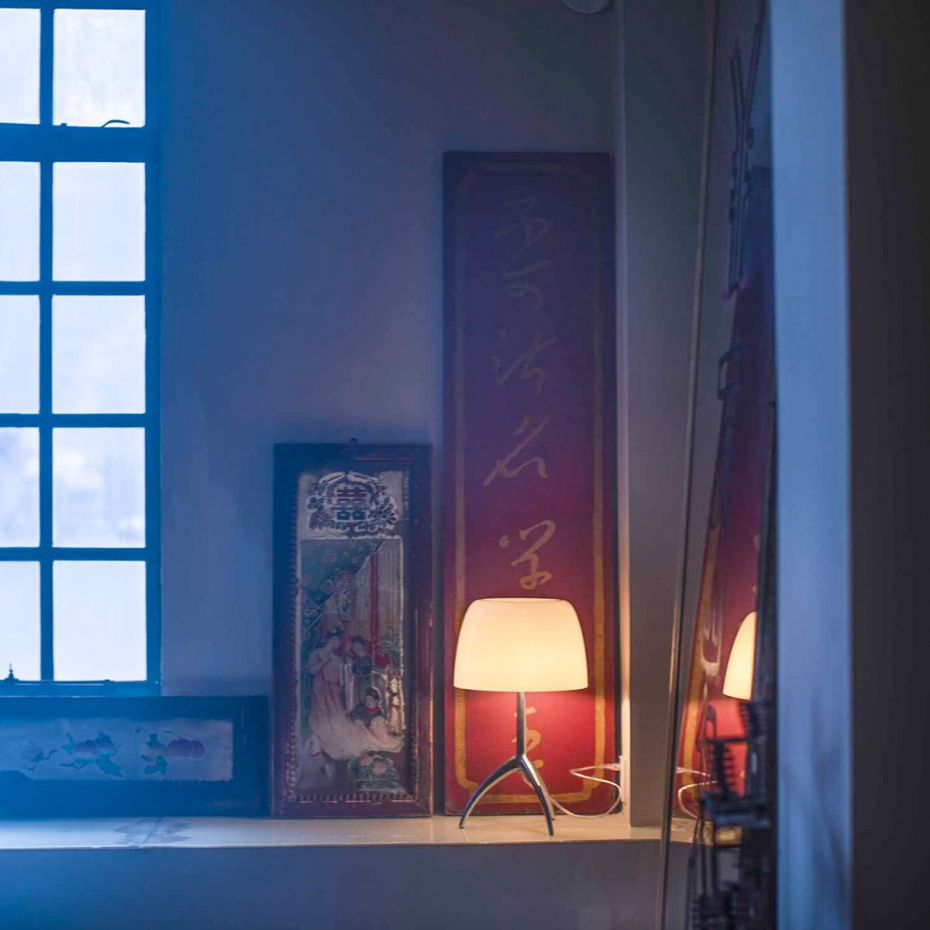 Lumiere Bordslampa Large Aluminium/White Med Dimmer