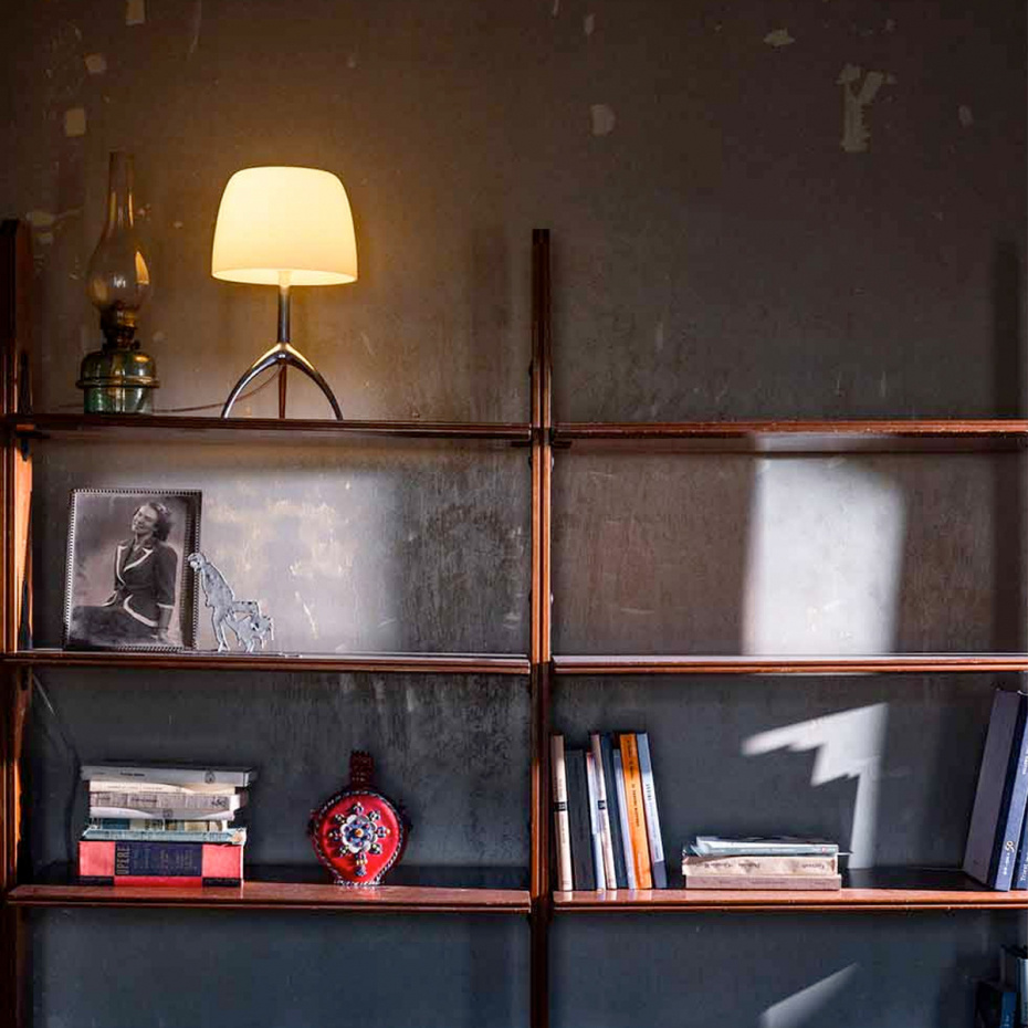 Lumiere Bordslampa Small Black Chrome/White Med Dimmer