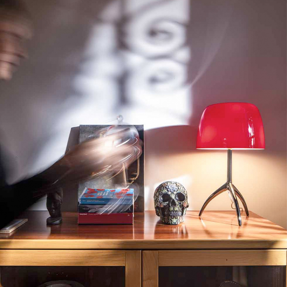 Lumiere Bordslampa Small Black Chrome/White Med Dimmer