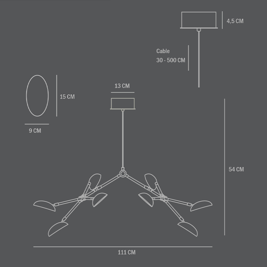 Drop Ljuskrona Mini Bronze 5m