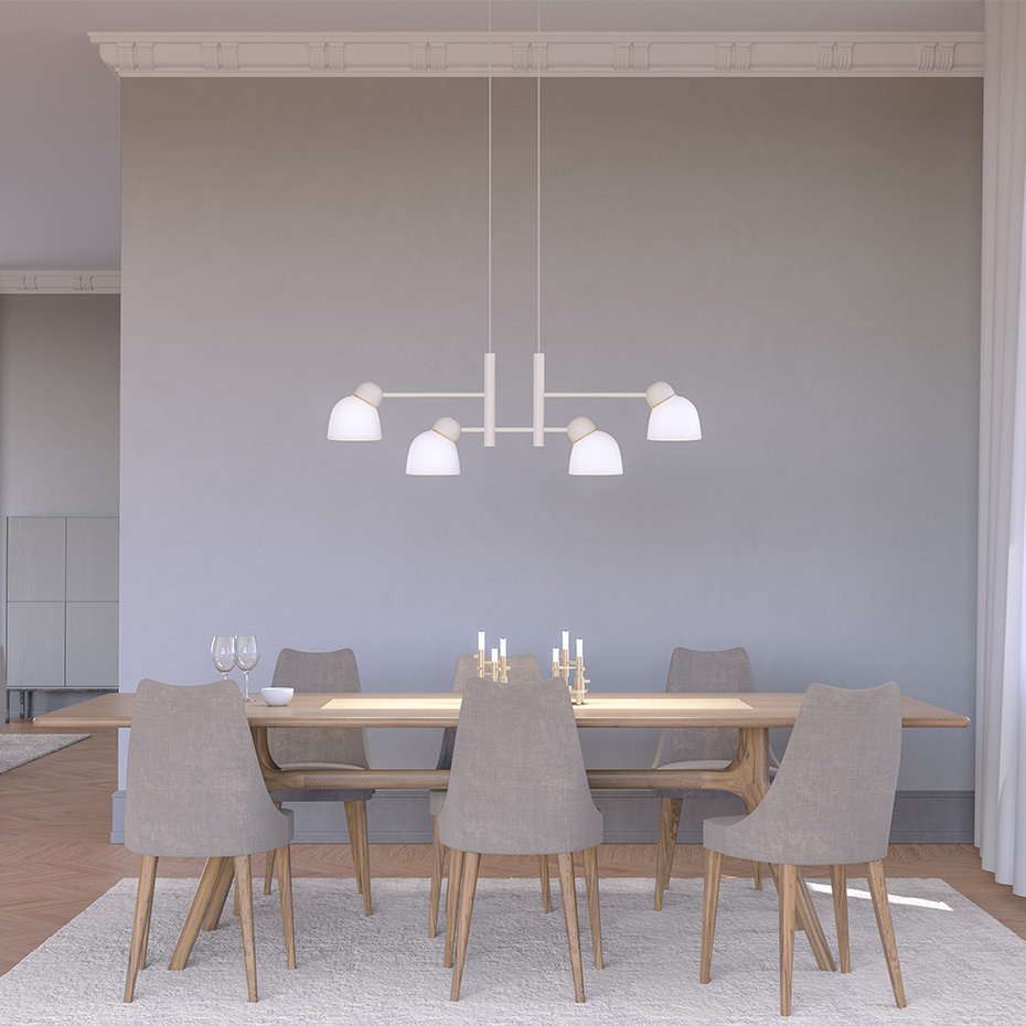 Bird Pendel Linjär Sand/Mässing Opalglas