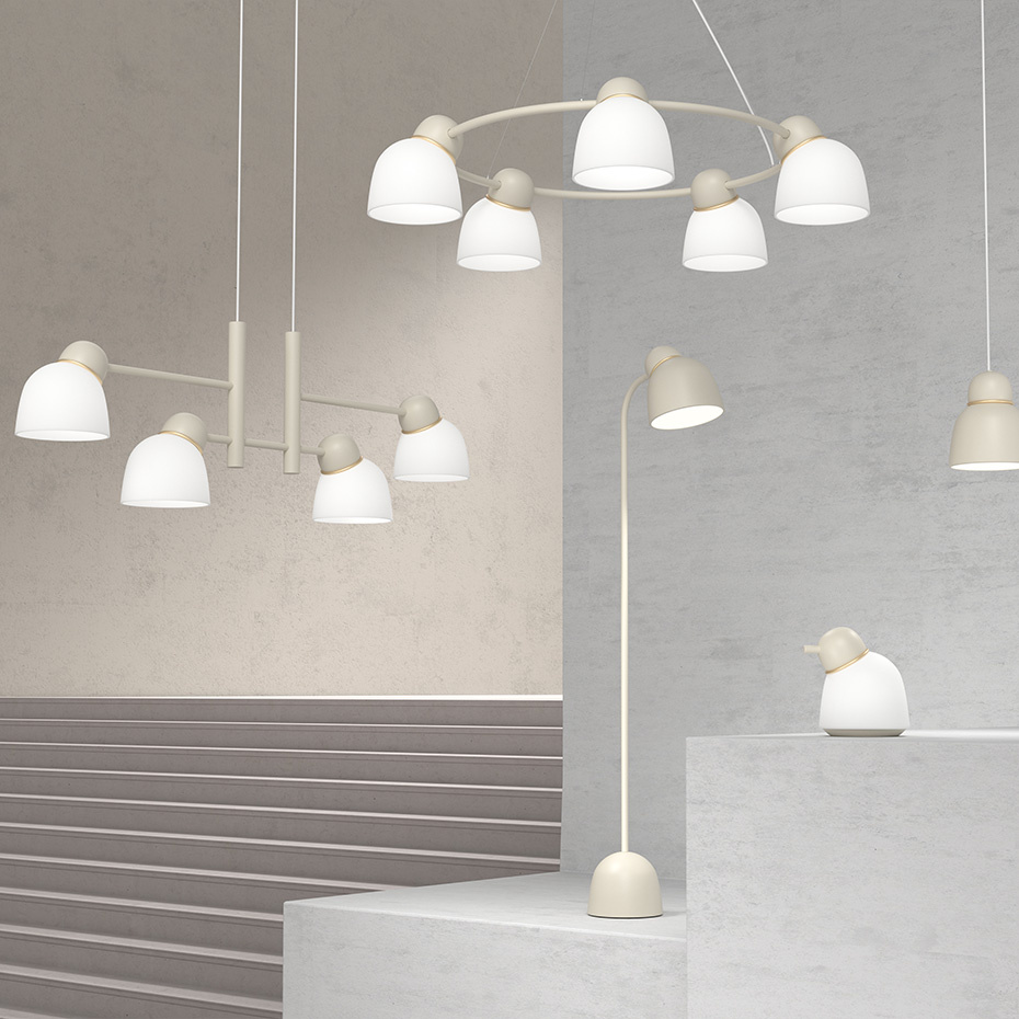 Bird Pendel Linjär Sand/Mässing Opalglas