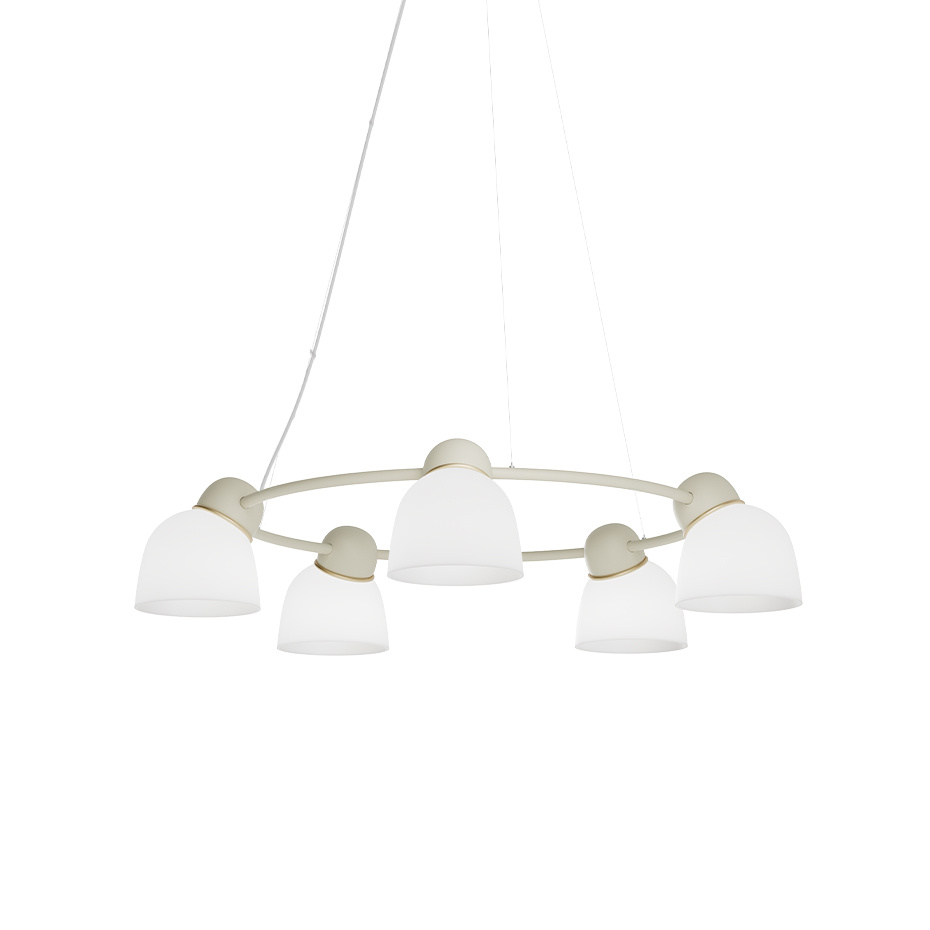 Bird Ljuskrona Sand/Mässing Opalglas