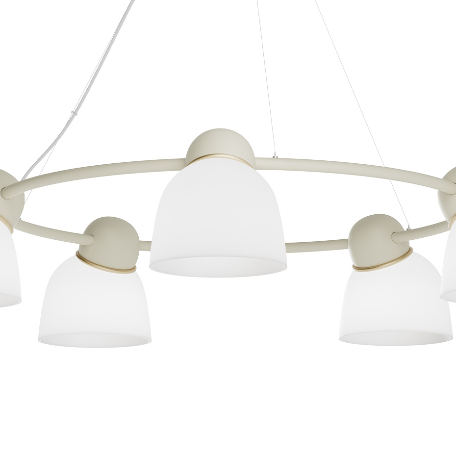 Bird Ljuskrona Sand/Mässing Opalglas