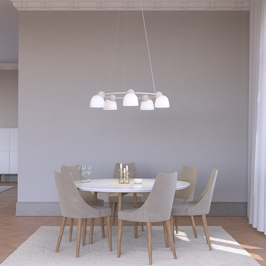 Bird Ljuskrona Sand/Mässing Opalglas