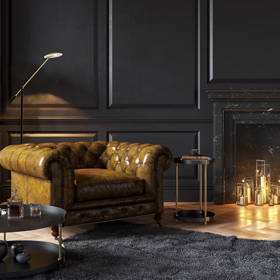 Cadiz Golvlampa Svart/Matt Mässing