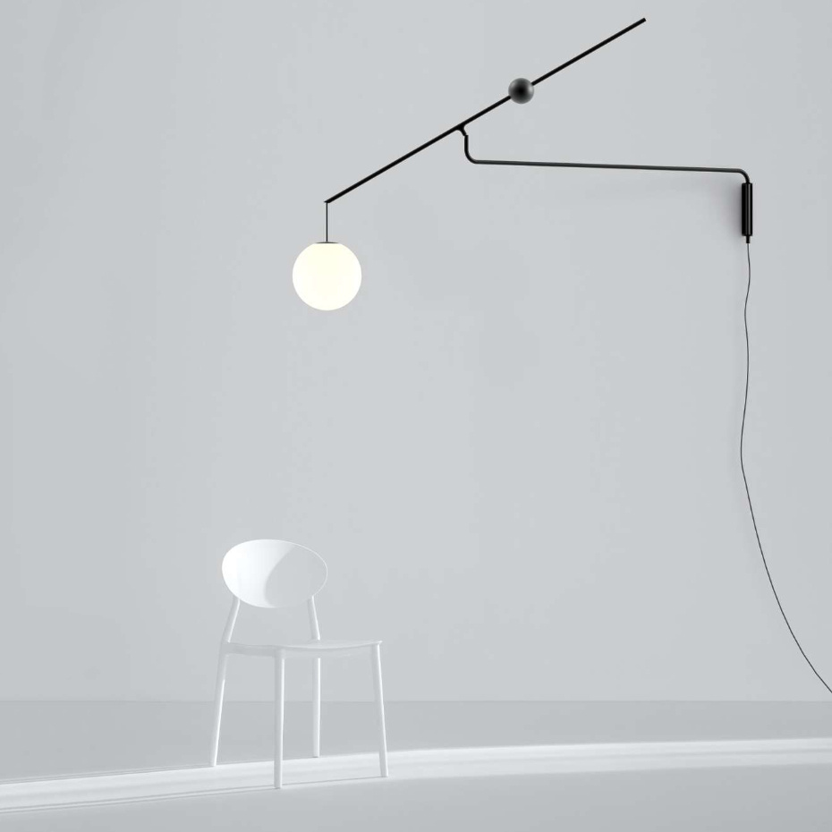 Malamata B01A22 Vägglampa Opal Glass/Matt Black