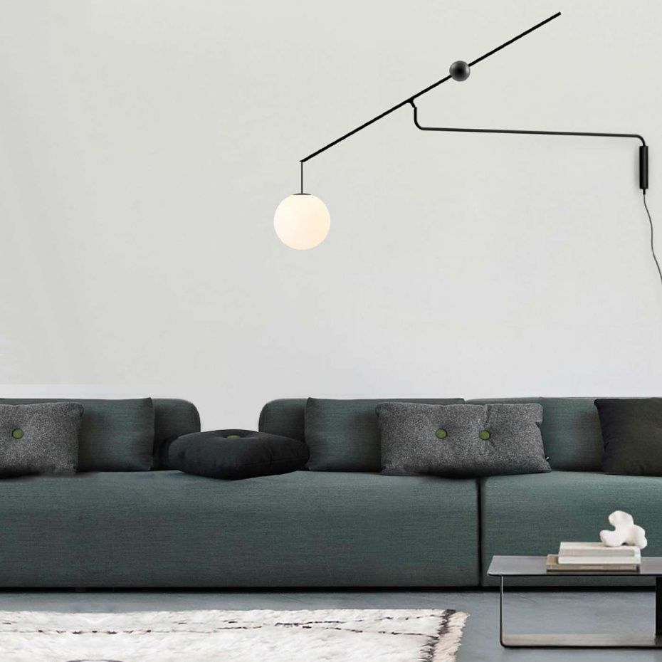 Malamata B01A22 Vägglampa Opal Glass/Matt Black