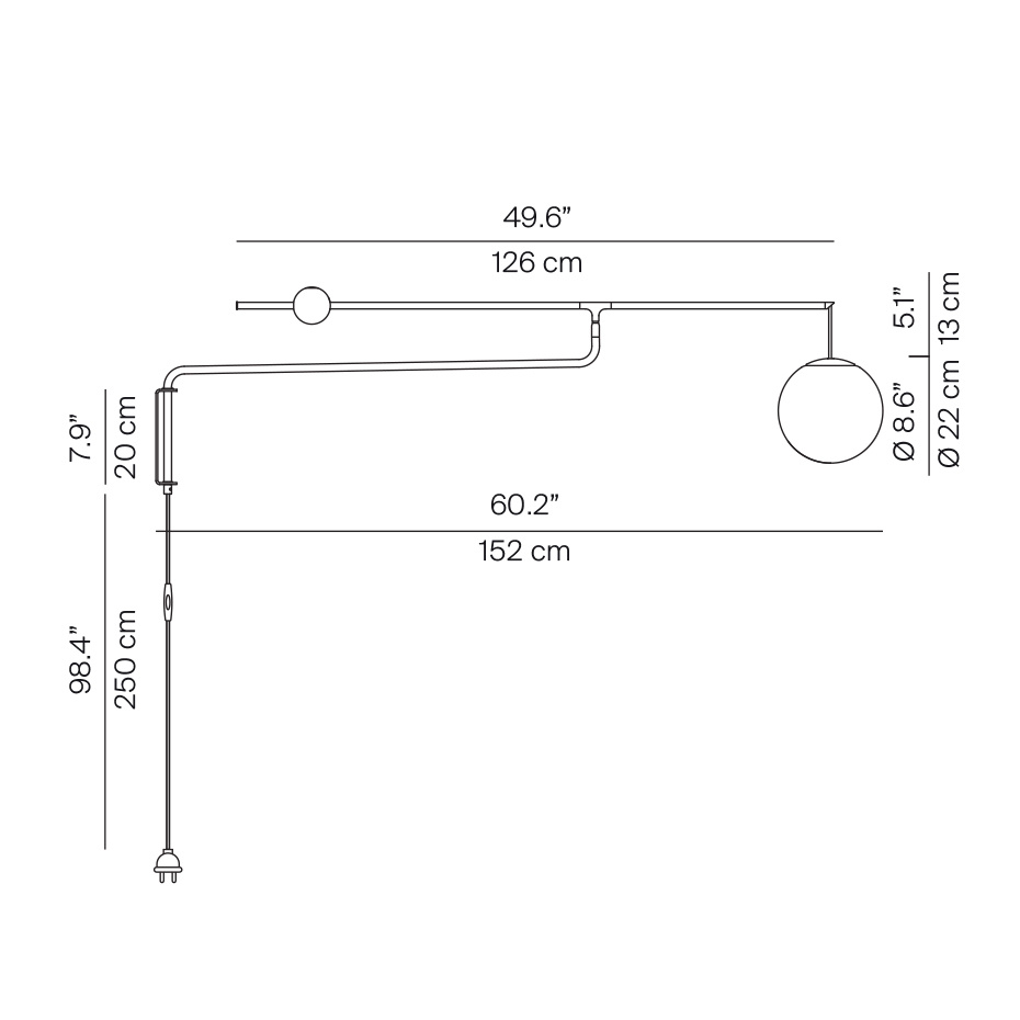 Malamata B01A22 Vägglampa Opal Glass/Matt Black