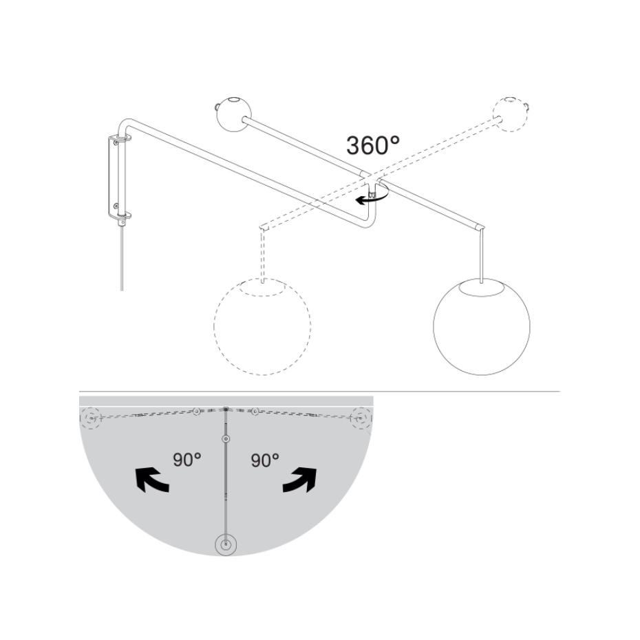 Malamata B01A22 Vägglampa Opal Glass/Matt Black