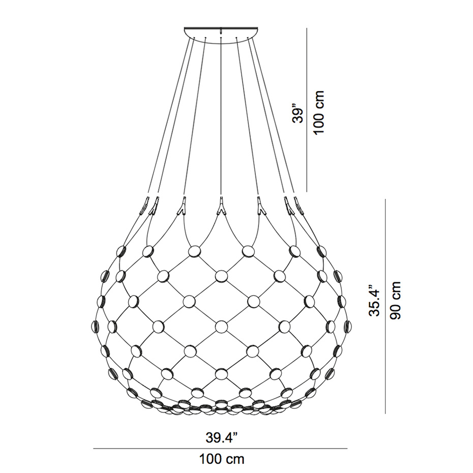 Mesh D86KW101B Wireless Pendel Ø100cm Black