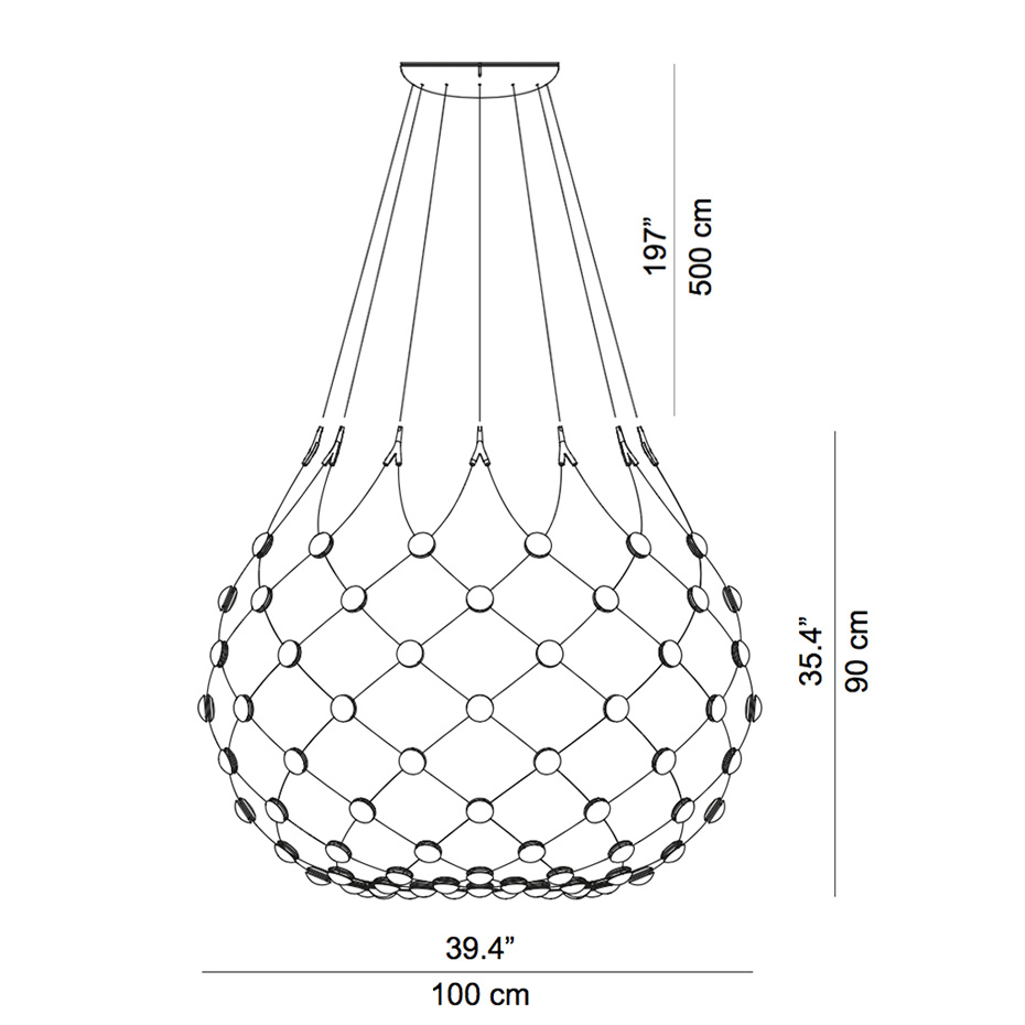 Mesh D86KW105B Wireless Pendel Ø100cm Black 5m