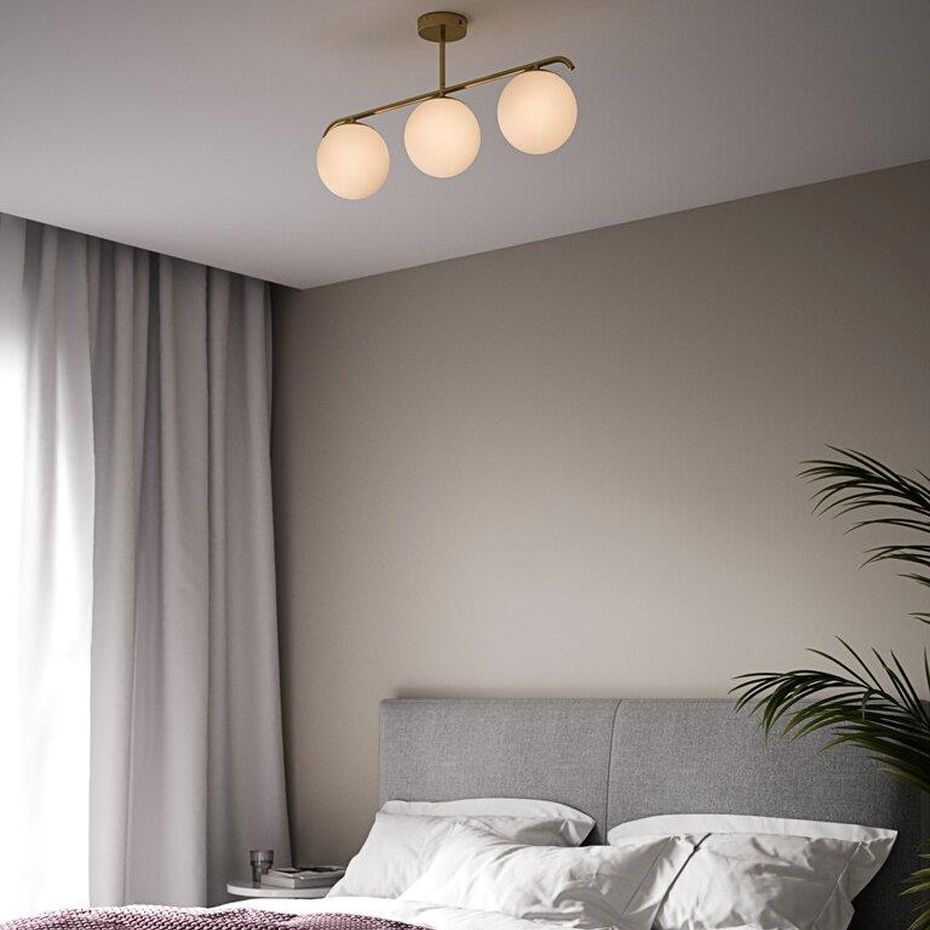 Grant 3 Taklampa Mässing/Opalglas